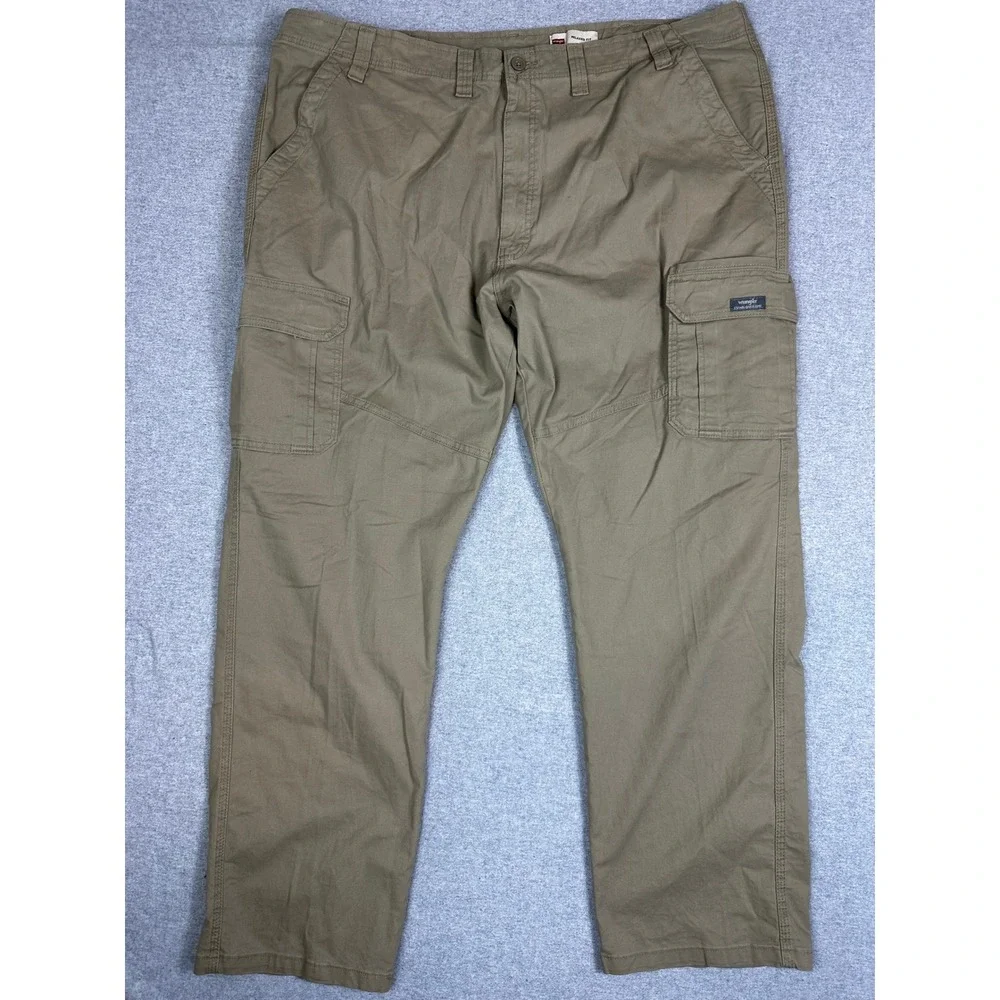 Wrangler Pants Mens 44x32 Five Star Relaxed‎ Fit Cargo Work Tan Khaki